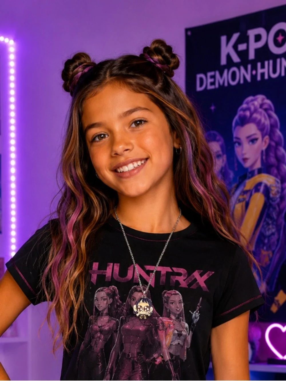 New K-Pop Demon Hunters Theme Necklace with Rumi‎ Pendant Huntrix Chibi Anime